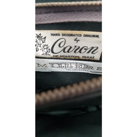 Caron Vintage Houston Texas Hand Bag purse Florals Top handle Beaded  Tapestry - Picture 3 of 10